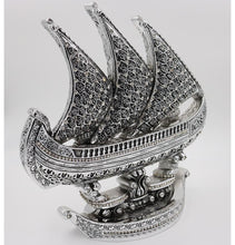Load image into Gallery viewer, Islamic Table Decor 99 Names of Allah Sailboat Silver