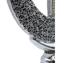 Load image into Gallery viewer, Islamic Table Decor Allah &amp; Muhammad &amp; 99 Names Crescent Set Silver 485
