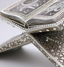 Load image into Gallery viewer, Islamic Table Decor Quran Open Book Stand Allah Muhammad - Silver
