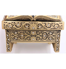 Load image into Gallery viewer, Islamic Table Decor Quran Open Book Allah Muhammad - Gold
