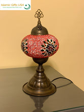 Load image into Gallery viewer, Mosaic Table Lamp - Red with Bronze Base

