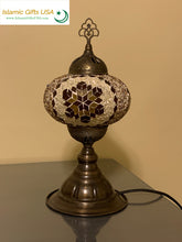Load image into Gallery viewer, Mosaic Table Lamp- Brown Flower with Bronze Base
