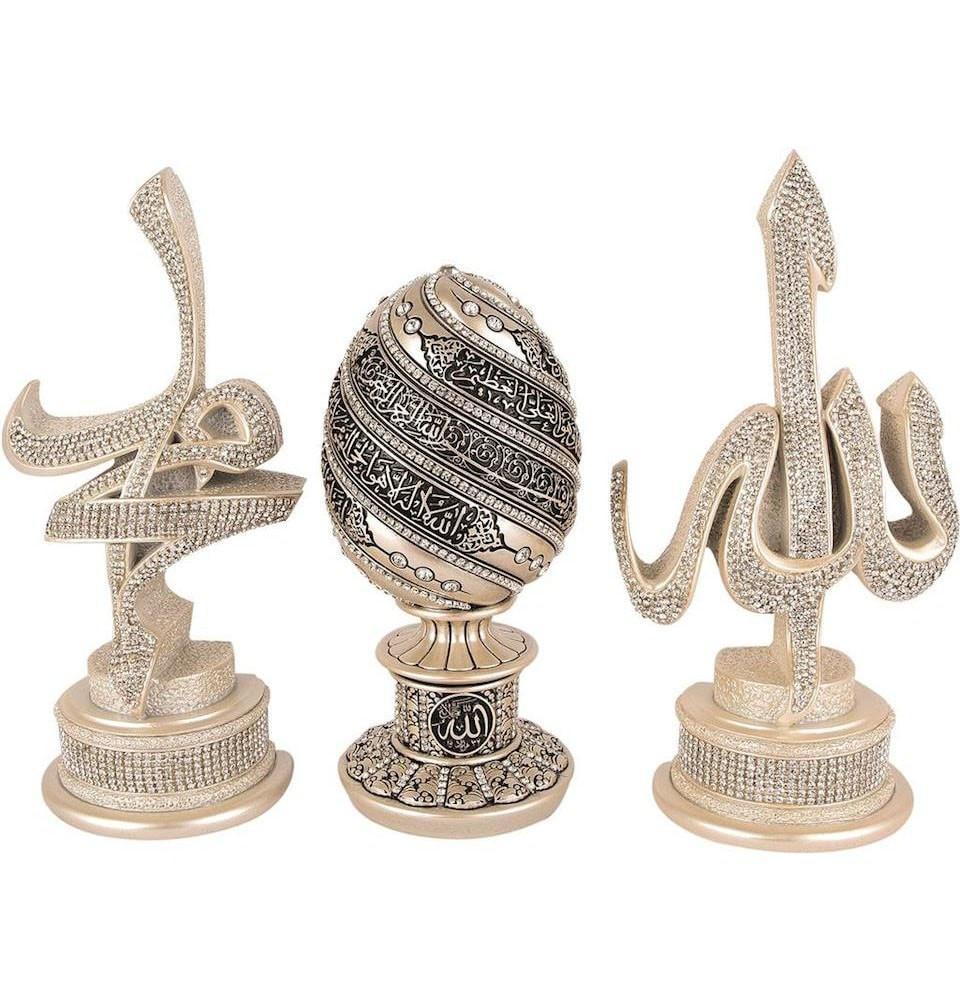 Islamic Table Decor Arabic 3 Piece Set Allah, Muhammad & Ayatul Kursi Egg