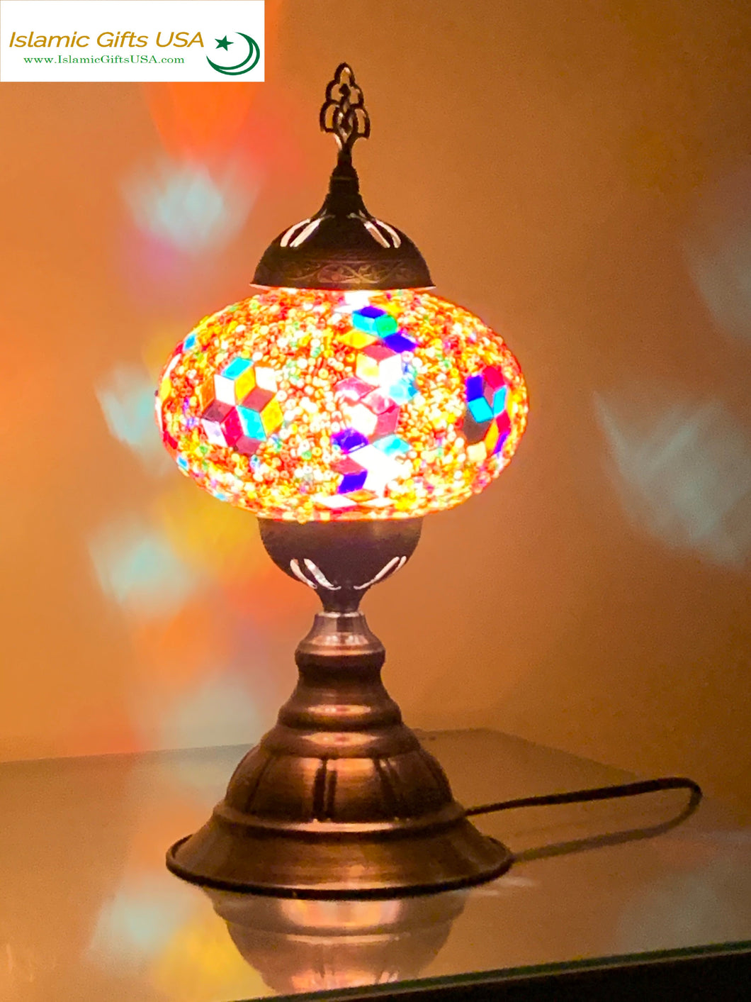 Mosaic Table Lamp- Multi-Color with Bronze Base
