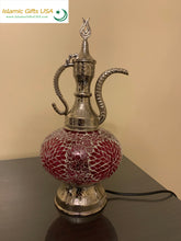 Load image into Gallery viewer, Mosaic Table Lamp- Purple with Silver Base
