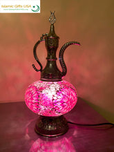 Load image into Gallery viewer, Mosaic Table Lamp- Purple with Silver Base
