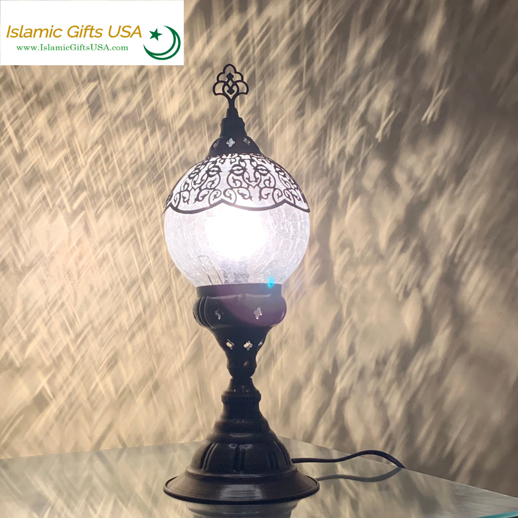Mosaic Table Lamp- White with Bronze Base
