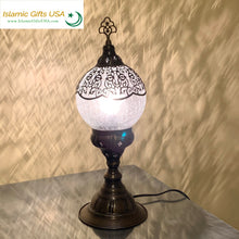 Load image into Gallery viewer, Mosaic Table Lamp- White with Bronze Base
