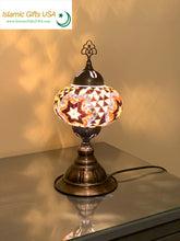 Load image into Gallery viewer, Mosaic Table Lamp- Brown Star with Bronze Base
