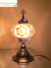 Load image into Gallery viewer, Mosaic Table Lamp- Brown Flower with Bronze Base
