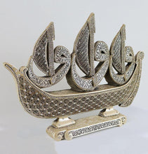 Load image into Gallery viewer, Islamic Table Decor Waw Sailboat 99 Names of Allah 3WB Mother of Pearl
